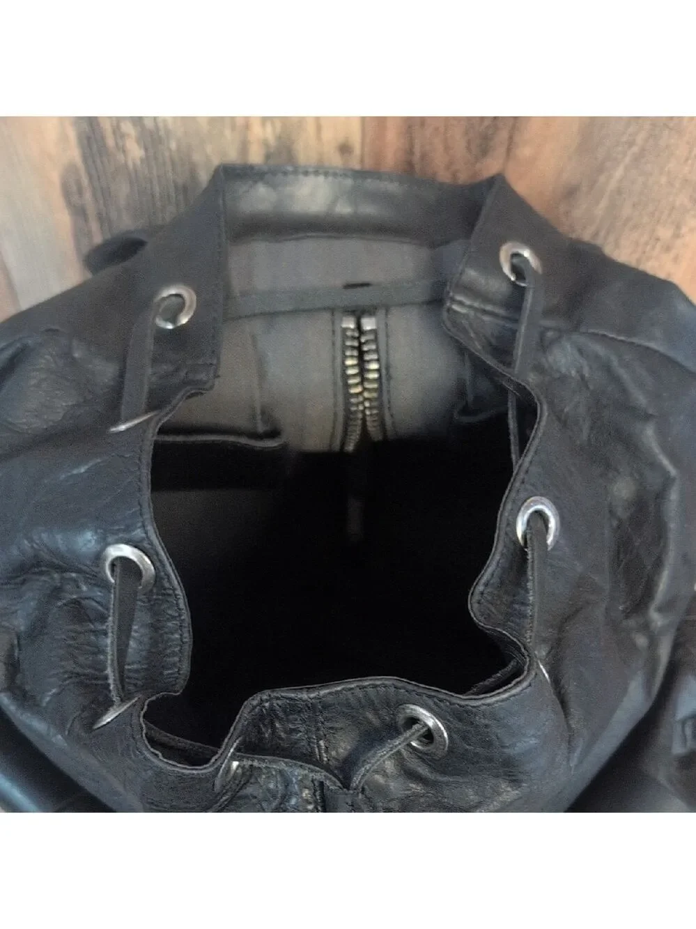 Frye Black Leather Buckled Zipper Back Vintage Rare Unisex Backpack       -C192